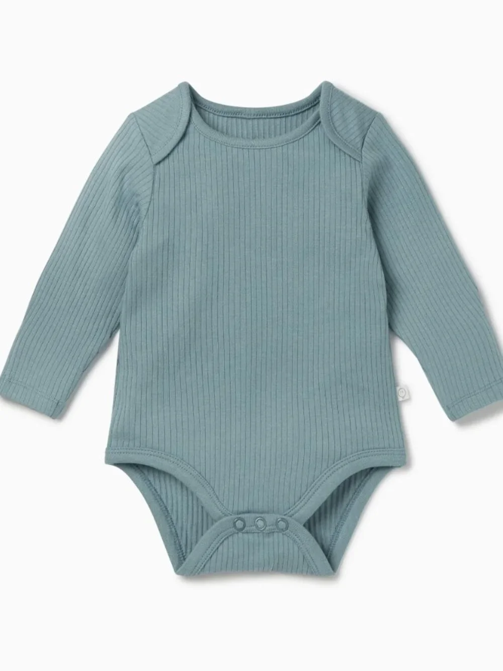 MORI Ribbed Organic Cotton Long Sleeve Bodysuit 3 Pack Blue Mint Ecru 18-24M